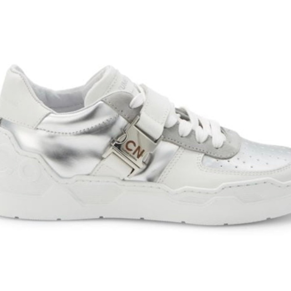 COSTUME NATIONAL Metallic Leather Sneakers. Size 38 B . New - Picture 4 of 11